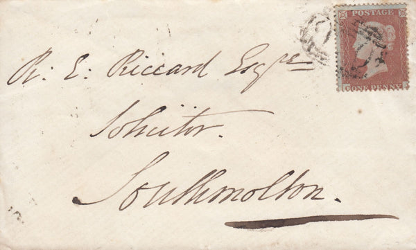 76688 - 1858 DEVON/'LYNMOUTH' UDC/PL.177(CJ). 1858 envelope Lynmouth to South ...