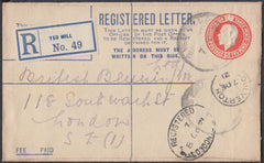 76702 - DEVON. 1921 KGV 2d orange registered envelope Yeo ...
