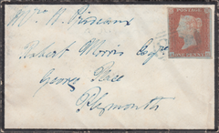 76706 - PL.121 (AG)(SG8)/'418' OF KINGSBRIDGE (DEVON) IN BLUE ON MOURNING COVER. Fine