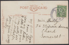 76728 - DEVON. 1912 post card to Chard with KGV ½d Downey ...