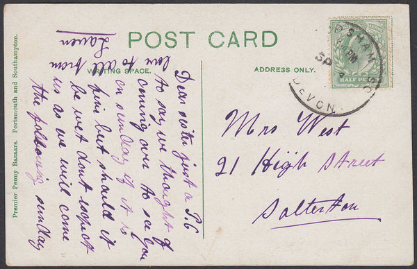 76757 - DEVON. Circa 1908 post card of Floating Bridge, So...