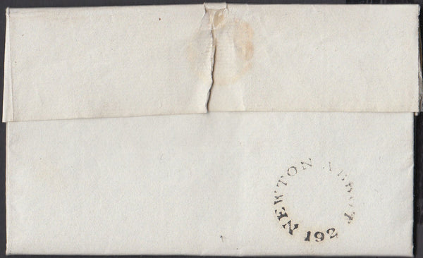 76758 - 1825 DEVON/'NEWTON ABBOT' MILEAGE MARK (DN936) Entire Torquay to Plymouth dated 28th ...