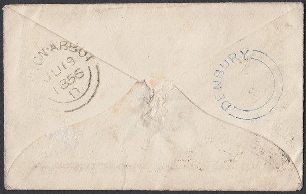 76764 - 1856 DEVON/'DENBURY' UDC. Envelope Newton Abbot to Tiverton with...