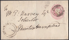 76765 - 1849 DEVON/'DENBURY' UDC. Fine 1d pink envelope Newton Abbot to Moret...