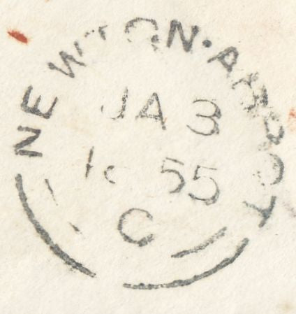 76781 - 1855 MAIL NEWTON ABBOT TO ASHBURTONON/'KNIGHTON' UDC/PL.193(PG)(SG17). Envelope Newton Abbot...