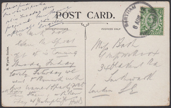 76806 - DEVON. 1912 post card of Bantham to London with KG...