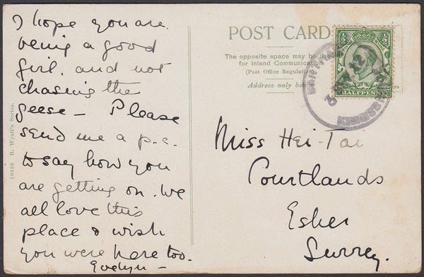 76809 - DEVON. 1912 post card of Bantham to Surrey with KG...