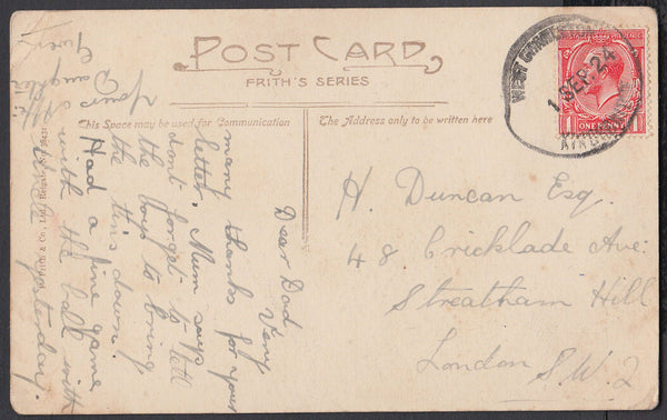 76817 - DEVON. 1924 post card of epitath to London with KG...