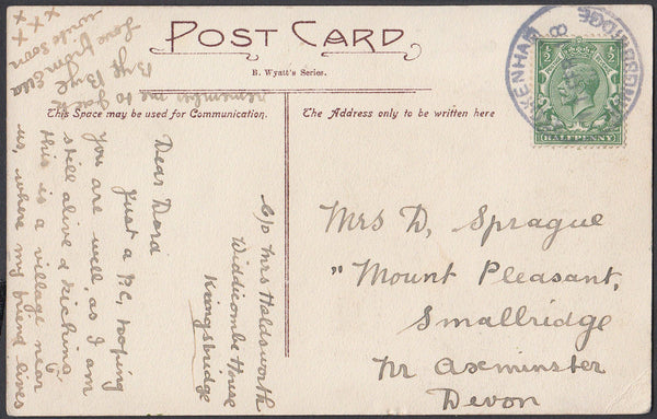 76824 - DEVON. 1918 post card of Chillington to Axminster ...