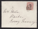 76834 - 'B82' 3VOS NUMERAL OF MOUNTS (DEVON) ON MOURNING ENVELOPE TO BOVEY TRACEY.