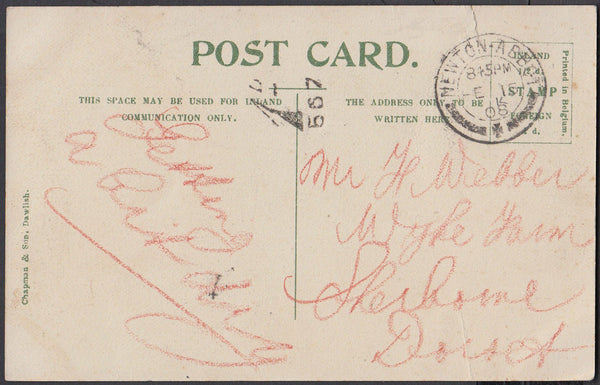 76841 - 1908 UNPAID MAIL NEWTON ABBOT TO SHERBORNE.