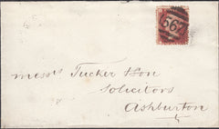 76843 - 1879 '567.' 3VOS NUMERAL OF NEWTON ABBOT ON COVER TO ASHBURTON. Fine envelope