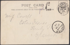 76856 - 1903 UNPAID MAIL EXETER TO IPSWICH. Post card of Exeter to Ips...