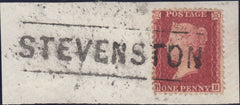 77001 - 1857 'STEVENSTON' TYPE III SCOTS LOCAL CANCELLATION ON PIECE (CO. AYR)/1D (SG40)(BH).