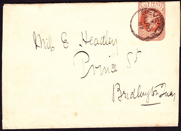 77179 - 1887 YORKSHIRE/BEVERLEY CDS ON WRAPPER. Fine used QV ½d brown newspaper w...