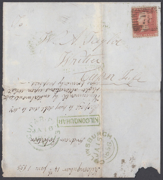 77226 - 'KILCONQUHAR' SCOTS LOCAL HAND STAMP USED AS A BACK STAMP