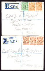 77384 - 1934 REGISTERED MAIL BATTLE SUSSEX TO PANGBOURNE. Two envelopes sent regi...