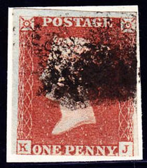 77427 - 1841 1d red pl.5 (KJ) (SG7). Used example lettered KJ, ...