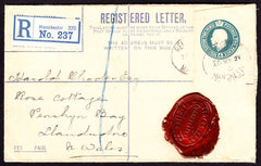 77465 - 1921 KGV 4d grey-green registered envelope Manches...