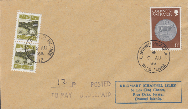 77583 - 1986 envelope Guernsey to Jersey with 8p Guernsey ...