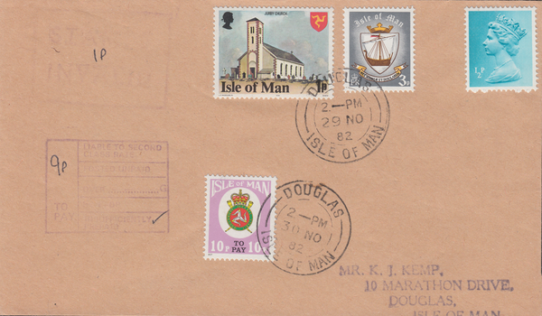 77624 - 1982 envelope used locally in the Isle of Man with...