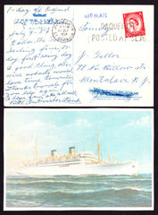 77688 - 1954 post card of "S.S.ITALIA" to Germany with 2½d...