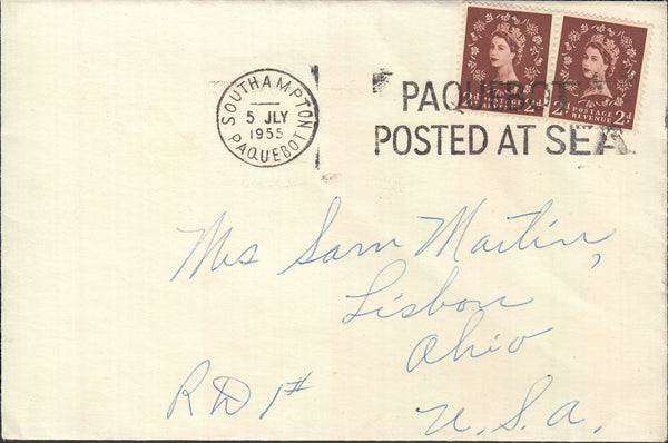 77690 - 1955 envelope to Ohio, USA with 2 x 2d Wildings ca...