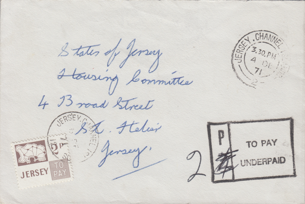 77721 - 1971 envelope used locally in Jersey with 2 x Jers...
