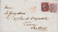 77759 - 1859 MAIL LONDON TO ITALY/LATE FEE/PL.60(CJ)(SG40). Ent...