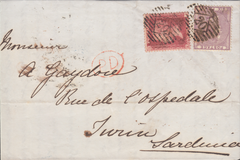 77761 - 1859 MAIL LONDON TO ITALY/LATE FEE/PL.44(KJ)(SG40). Lett...