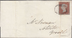 77814 - 1850 MAIL COLYTON (DEVON) TO YEOVIL/'COLYTON PENNY POST' HAND STAMP (DN256).DEVON. 1850 wrapper Colyton to Yeovil with four ma...