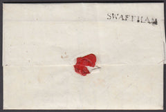 77913 - NORFOLK. 1837 letter Swaffham to Wymondham 25 Janu...
