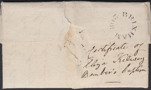77991 - DEVON. 1827 letter Brixham to Plymouth dated 23 Ap...