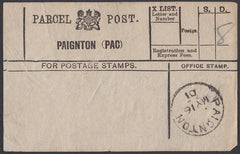 78042 - DEVON/PARCEL POST. 1901 label "PAIGNTON (PAC)" wit...