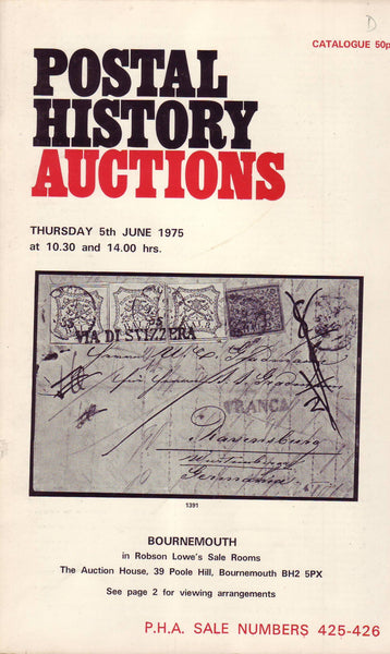 78098 - "POSTAL HISTORY AUCTIONS - ROBSON LOWE." Fine copy...