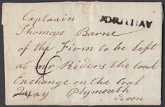 78168 - DEVON. 1811 letter Torquay to "Captain Thomas Barn...