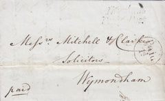 78187 - 1841 NORFOLK/HINGHAM 'PAID/1D' UNIFORM PENNY POST HAND STAMP (NK20). 1841 letter Hingham to Wymondham dated 27...