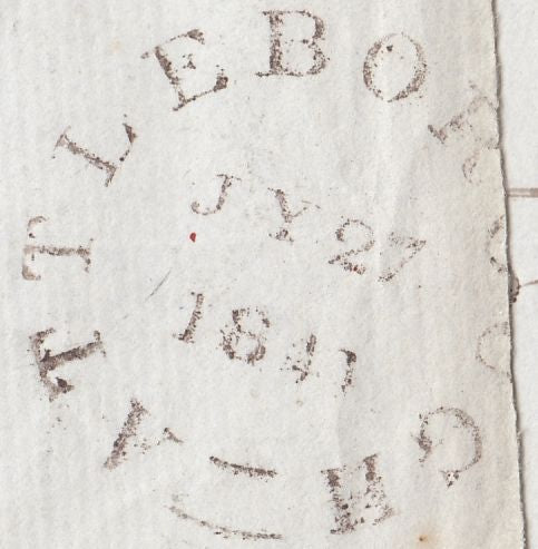 78187 - 1841 NORFOLK/HINGHAM 'PAID/1D' UNIFORM PENNY POST HAND STAMP (NK20). 1841 letter Hingham to Wymondham dated 27...