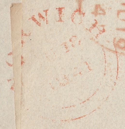 78369 - PL.13 (TJ)(SG8) ON COVER/MISSING IMPRIMATUR. 1841 wrapper Norwich to London w...