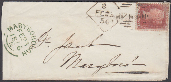 78397 - DUBLIN DIAMOND SPOON CODE 8 (RA70) ON COVER. 1856 envelope