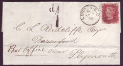 78424 - 1876 RE-DIRECTED MAIL. Wrapper London to Derriford near...
