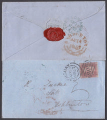 78475 - 1857 DEVON/'UNION-STREET' UDC/BROWN ROSE SHADE (SG32). 1857 envelope Torqu...