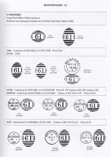 78609 - BARRED NUMERAL CANCELLATIONS OF ENGLAND and WALES by John Parmenter - A New Revised Edition, Volume Two Bedfordshire to Durham.