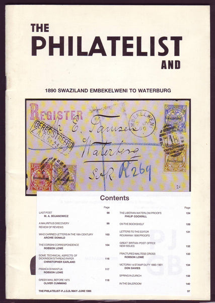 79011 - THE PHILATELIST and PJGB MAY-JUN 1986. Contents incl...