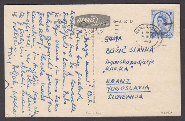 79059 - 1965 MAIL TO SLOVENIA. Postcard Manchester to Kran...