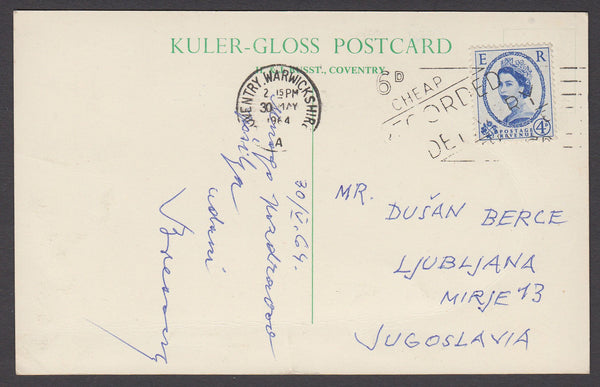 79066 - 1953 MAIL TO YUGOSLAVIA. Envelope Oldbury, Birming...