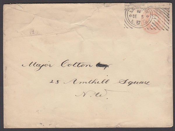 79089 - HOSTER. 1887 1d pink envelope, some crumpling, use...