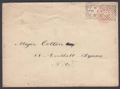 79089 - HOSTER. 1887 1d pink envelope, some crumpling, use...