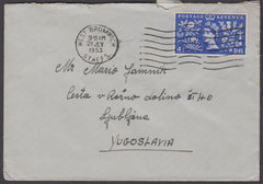 79197 - 1953 MAIL TO YUGOSLAVIA. Envelope West Bromwich to...