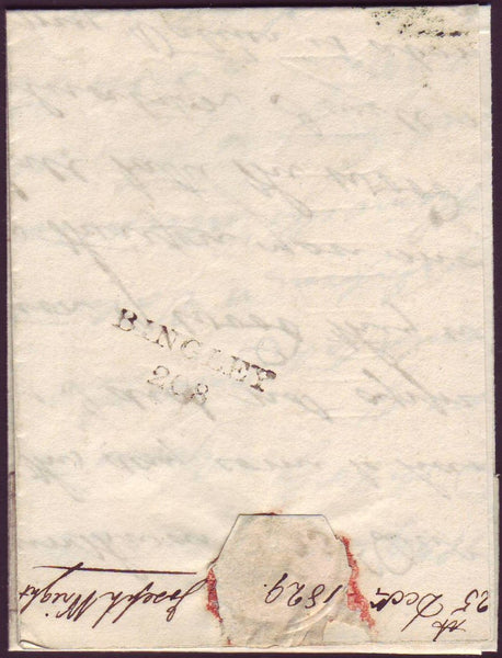 79287 - YORKSHIRE. 1829 letter from Brunthwaite (W Yorks) ...